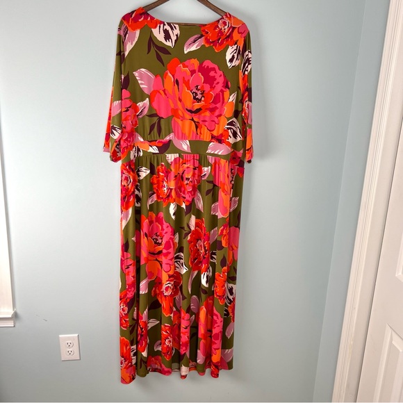 Curations Faux Wrap Floral Maxi Dress 2XP Elastic Waist 3/4 Sleeve 091224 - Picture 8 of 11